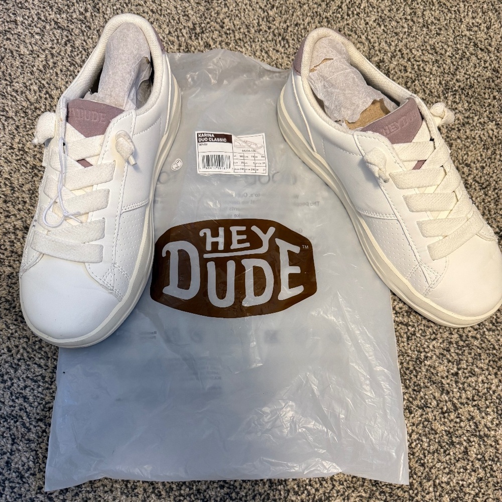 Hey Dude White Sneakers size 8 Karina